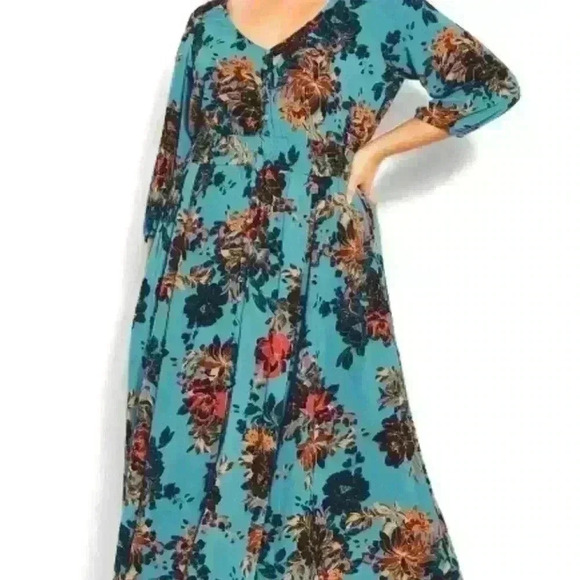 CITY CHIC TEAL MULTI MAXI DRESS SIZE XS 14 - Picture 2 of 7